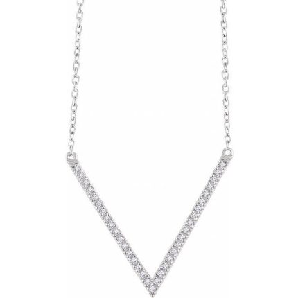14K Yellow 1/6 CTW Natural Diamond V 16-18" Necklace