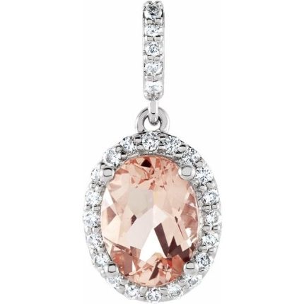 14K Rose Natural Pink Morganite & 1/6 CTW Natural Diamond Pendant