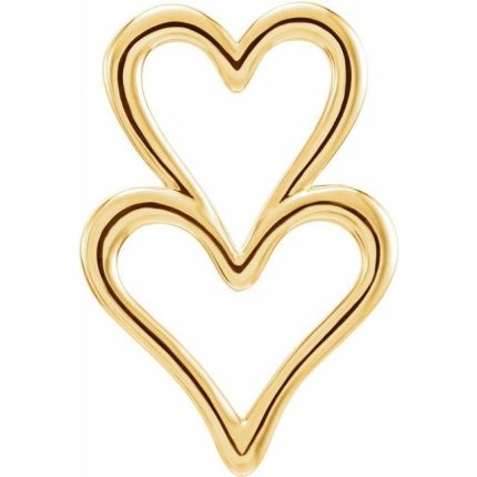 14K White Double Heart Slide Pendant