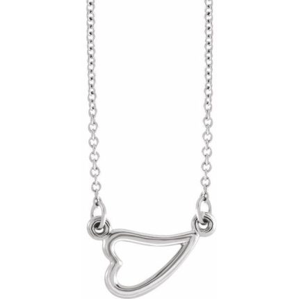 14K White Adjustable Heart 16-18" Necklace