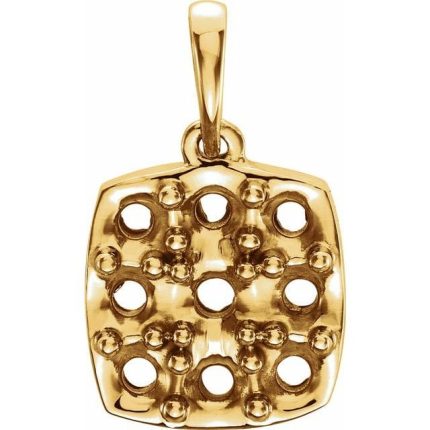 14K White 3.2 mm Round Cluster Pendant Mounting