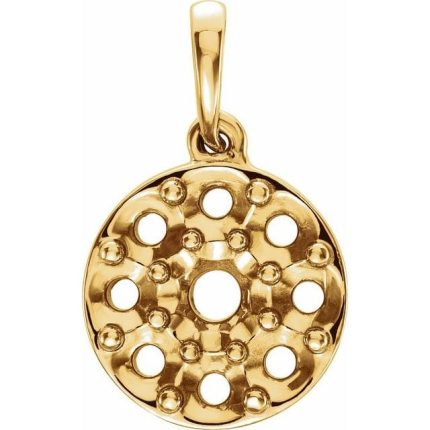 14K White 2.7 mm Round Cluster Pendant Mounting