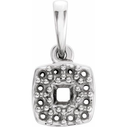 14K White 3 mm Square Cluster Pendant Mounting