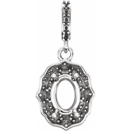 14K White 8x6 mm Oval Halo-Style Pendant Mounting