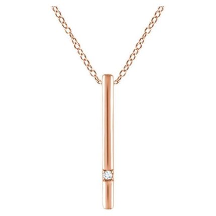 14K Yellow .015 CT Natural Diamond Bar 16-18" Necklace