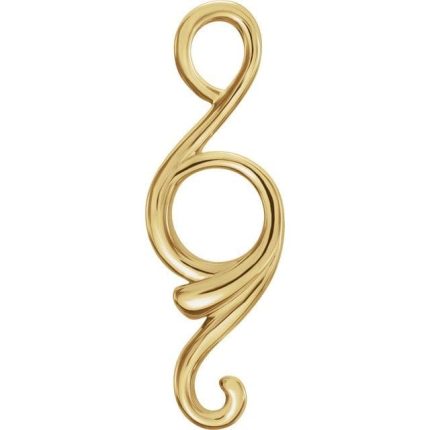 14K White 28.5x9.3 mm Freeform Pendant