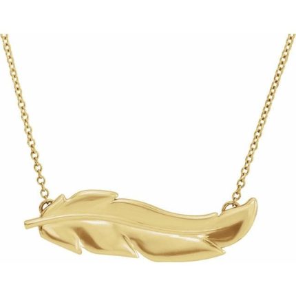 14K Yellow Feather 16-18" Necklace