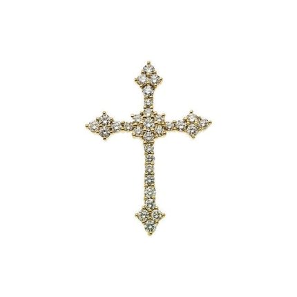 14K Yellow 3/4 CTW Natural Diamond Cross Pendant