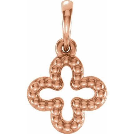 14K Yellow Beaded Clover Pendant