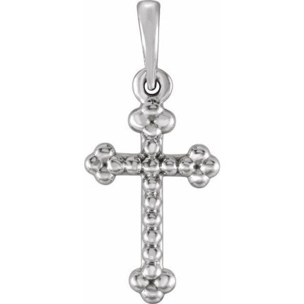 14K Yellow Beaded Cross Pendant