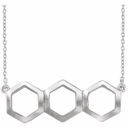 14K White Geometric 16-18" Necklace