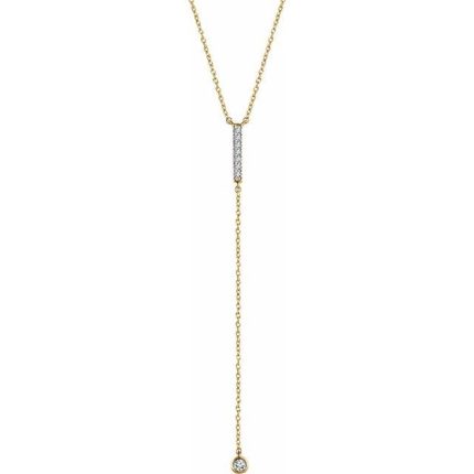 14K Yellow 1/8 CTW Natural Diamond Bar 16-18" Y Necklace