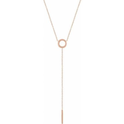 14K Yellow Circle & Bar 16-18"  Y Necklace