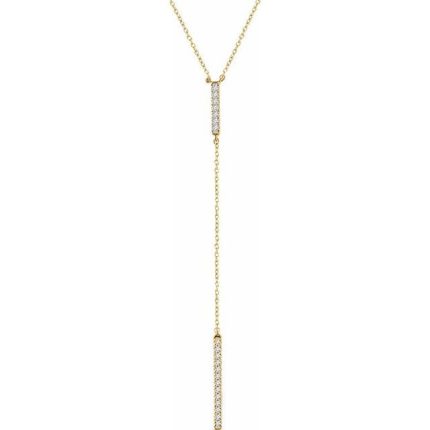 14K Yellow  1/5 CTW Natural Diamond Bar 16-18"  Y Necklace