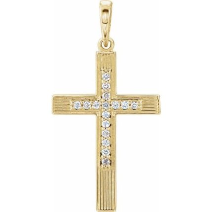 14K White .07 CTW Natural Diamond Cross Pendant