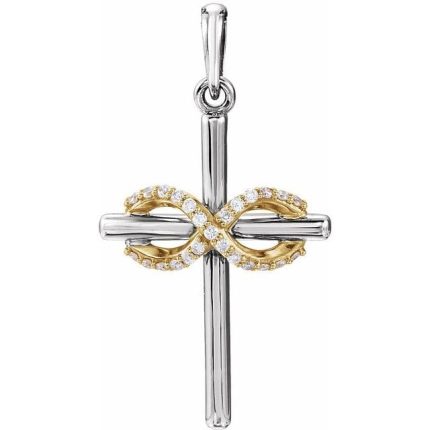 14K Yellow .06 CTW Natural Diamond Infinity-Inspired Cross Pendant