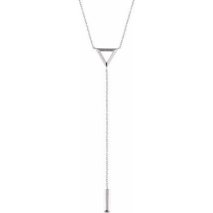 14K White Triangle & Bar 16-18"  Y Necklace