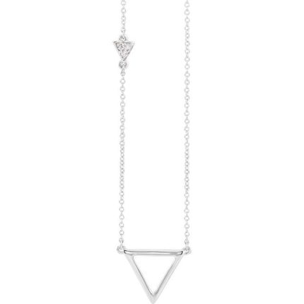 14K Yellow .05 CTW Natural Diamond Triangle 16-18" Necklace