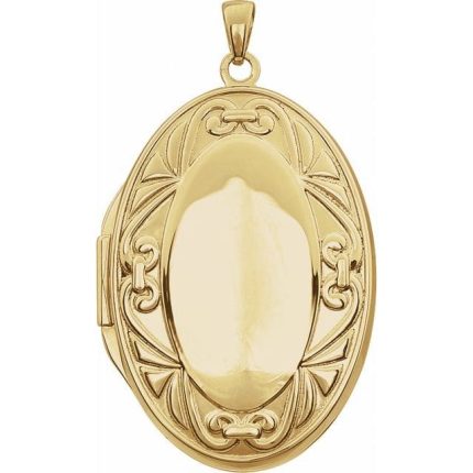 14K Yellow Engravable Oval Locket