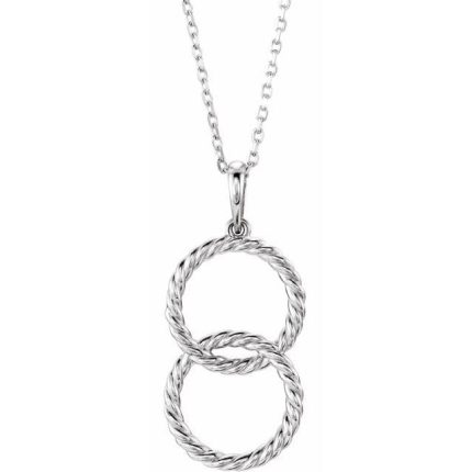 14K White Interlocking Circle 16-18" Necklace