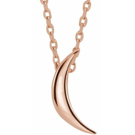 14K White Crescent Pendant