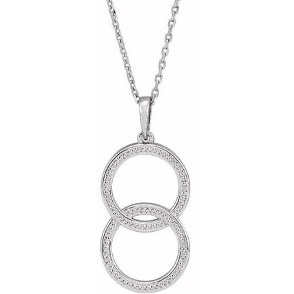 14K White Interlocking Circle 16-18" Necklace