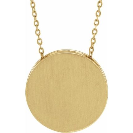 14K Yellow Engravable Disc Pendant