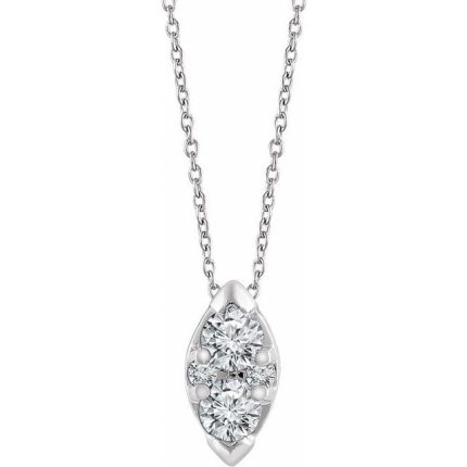 14K White 1/8 CTW Natural Diamond 16-18" Necklace