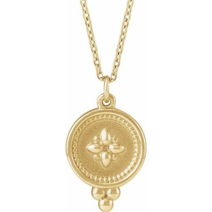 14K Yellow Beaded Disc 16-18" Necklace