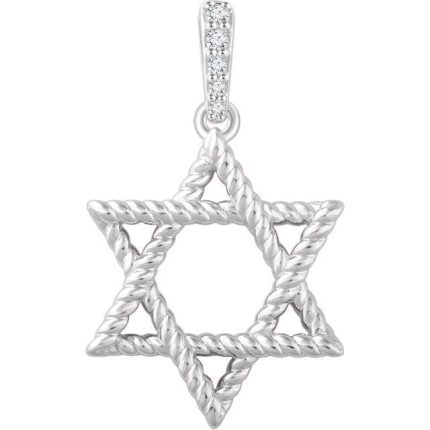 14K Yellow .025 CTW Natural Diamond Star of David Pendant