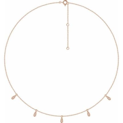 14K Yellow 1/10 CTW Natural Diamond 5-Station 16-18" Necklace