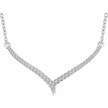 14K Yellow 1/6 CTW Natural Diamond 16-18" V Necklace