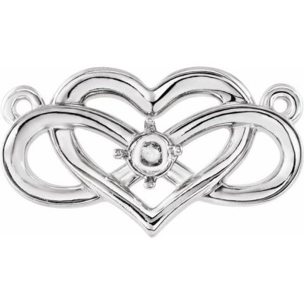 14K White Accented Infinity-Inspired Heart 16-18" Necklace Mounting