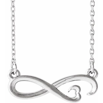 14K White Infinity-Inspired Heart 16-18" Necklace