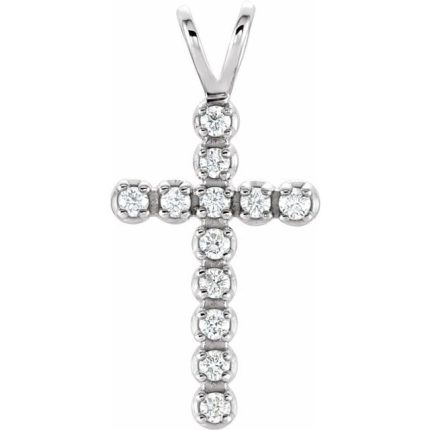 14K Yellow 1/8 CTW Natural Diamond Cross Pendant