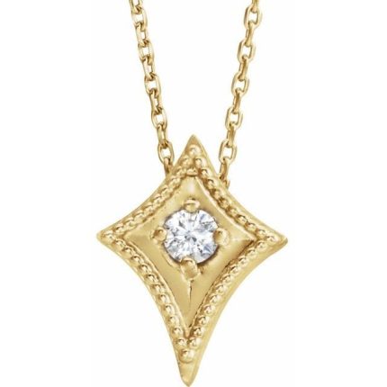 14K Yellow 1/10 CTW Natural Diamond Kite 16-18" Necklace