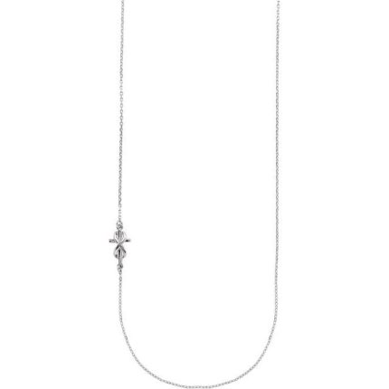 14K White Infinity-Inspired Off-Center Sideways Cross 16" Necklace