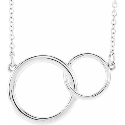 14K White Interlocking Circle 16-18" Necklace