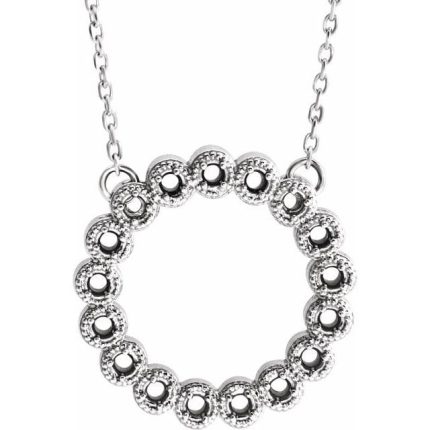 14K White 1/5 CTW Natural Diamond Circle 16-18" Necklace