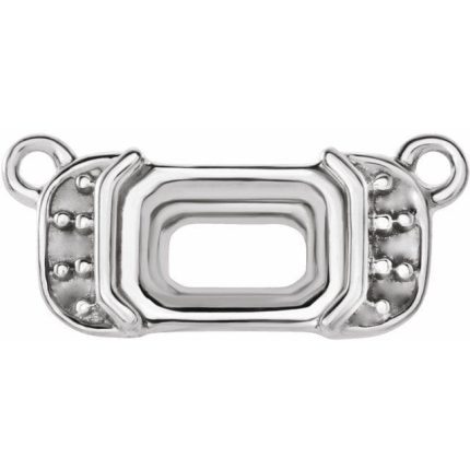 14K White 6x4 mm Emerald .02 CTW Natural Diamond Semi-Set Bar 16" Necklace