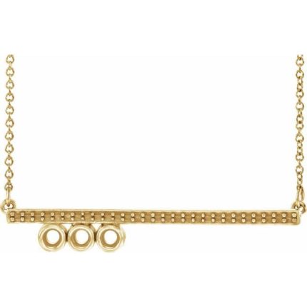 14K Yellow 3-Stone Family Bezel-Set Bar 16-18" Necklace Mounting