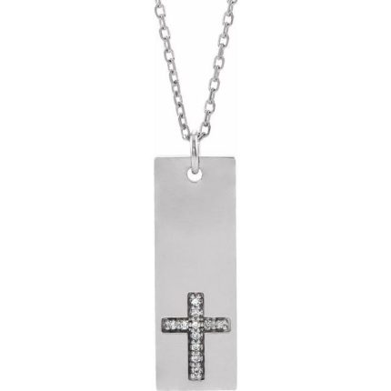 14K White Cross Bar Pendant Mounting