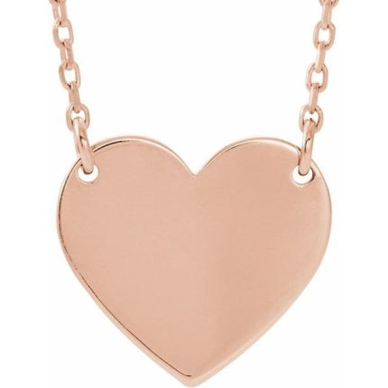 14K White Engravable Heart 16-18" Necklace