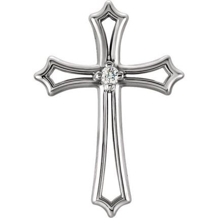 14K Yellow .015 CTW Natural Diamond Cross Pendant
