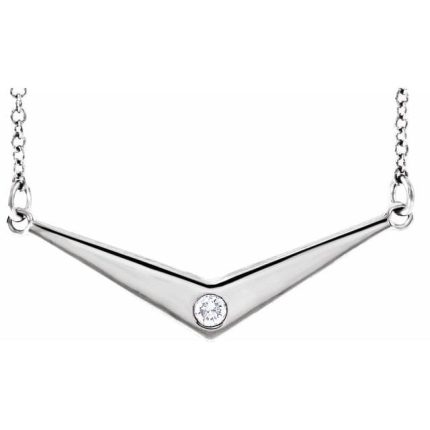 14K Rose .03 CTW Natural Diamond V 18" Necklace