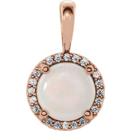 14K Yellow 7 mm Round 4-Prong Halo-Style Cabochon Pendant Mounting