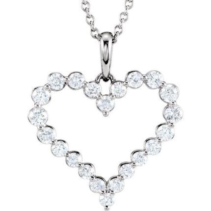 14K Yellow 1 CTW Natural Diamond Heart 18" Necklace