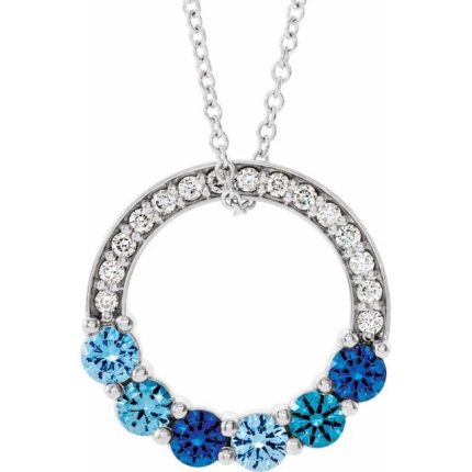 14K White 3 mm Round 6-Stone Family Circle Pendant Mounting