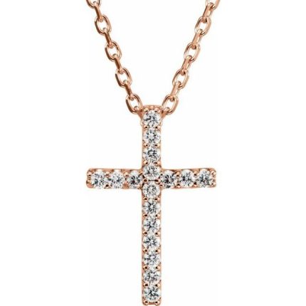 14K White Natural Mozambique Garnet Petite Cross Pendant