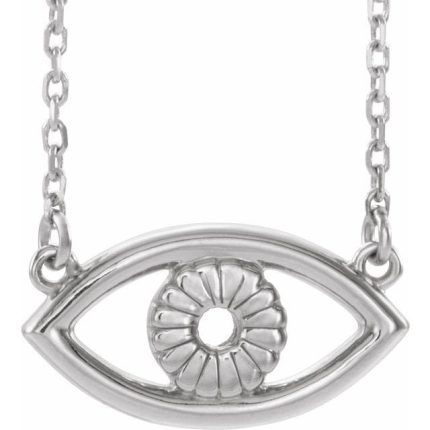 14K White Evil Eye 16" Necklace